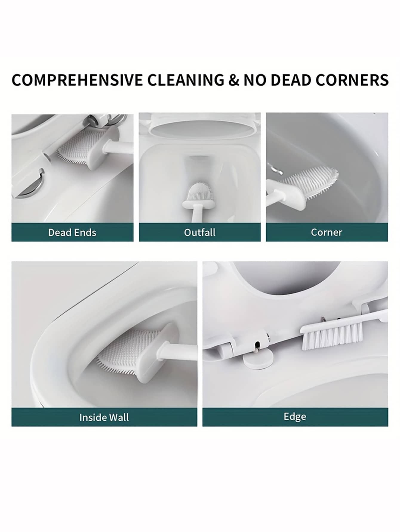 Random Delivery Silicone Toilet Brush Set & Wall Mounted Toilet Brush Holder