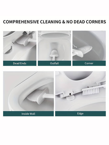 Random Delivery Silicone Toilet Brush Set & Wall Mounted Toilet Brush Holder