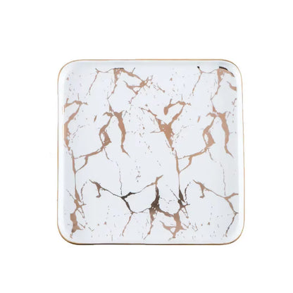 Creative Steak Square Tableware Set Marble Western Dish Ceramic Dish Plate Dish Sushi Desserts Tray