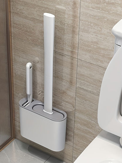 Random Delivery Silicone Toilet Brush Set & Wall Mounted Toilet Brush Holder