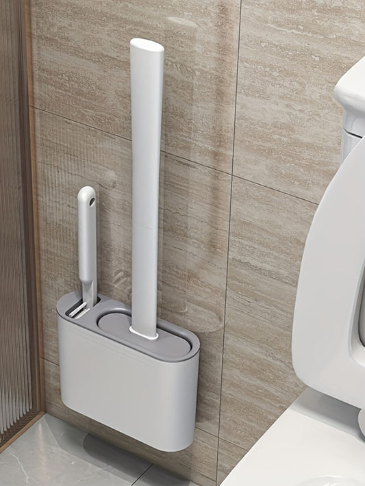 Random Delivery Silicone Toilet Brush Set & Wall Mounted Toilet Brush Holder