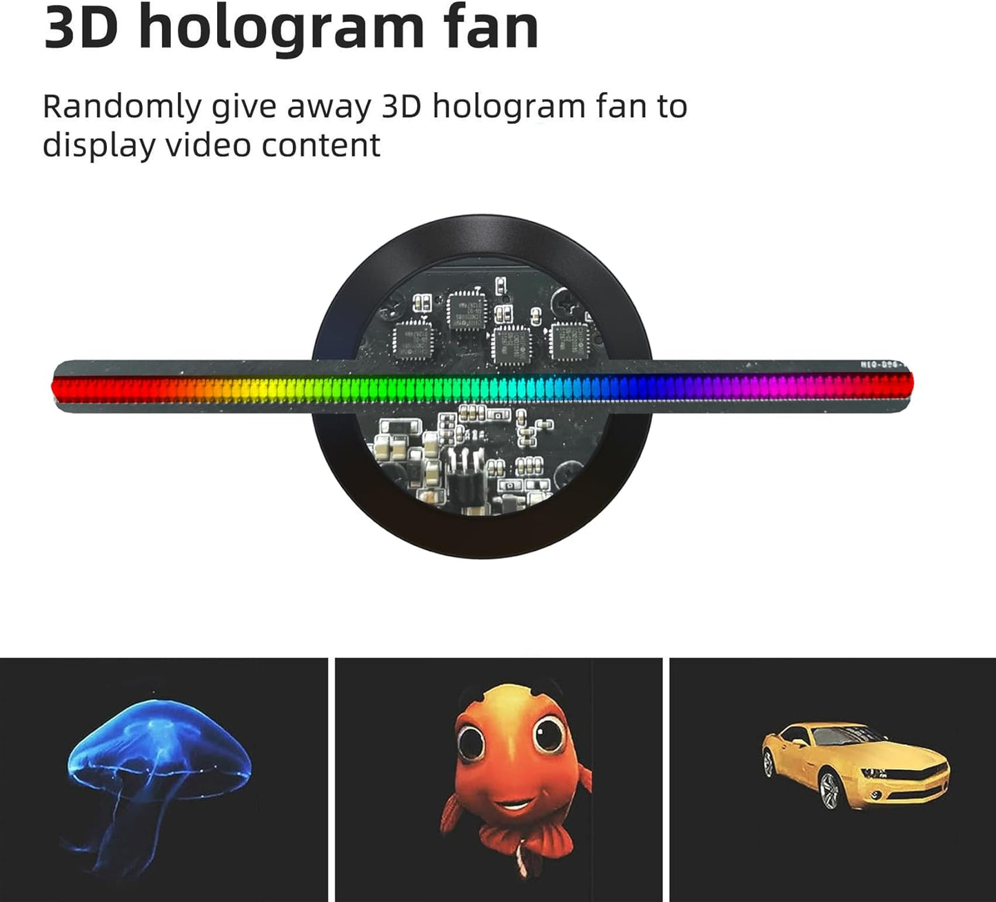 3D Hologram Fan,4.3 Inch Picture Fan Spinner with Wifi +Remote ,Hologram Projector HD LED with 700 Video Library ,Holographic Fan for Halloween，Home Decorations，Anime Character Projection，Parties