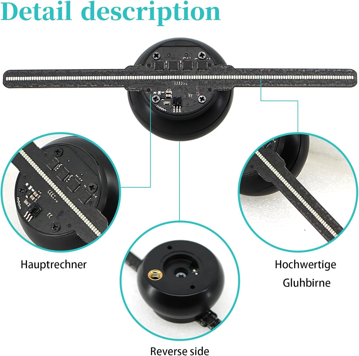 3D Hologram Fan,4.3 Inch Picture Fan Spinner with Wifi +Remote ,Hologram Projector HD LED with 700 Video Library ,Holographic Fan for Halloween，Home Decorations，Anime Character Projection，Parties