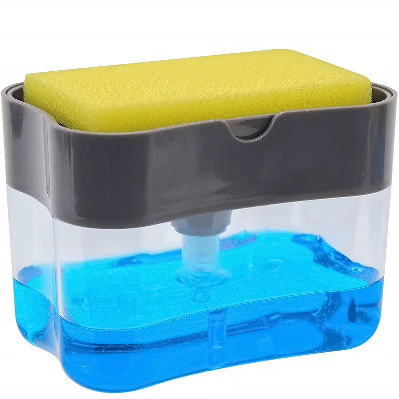 Kitchen Tools Portable Detergent Dispenser Set for Kitchen Dish Soap Box with Sponge Holder Hand Press Foam Soap Dispenser Pump