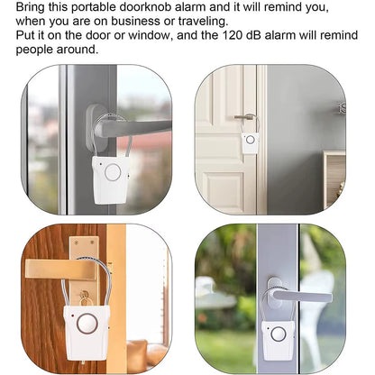 Door Handle Alarm 110Db Door Security Alarm with Adjustable Settings Alarm Equipment Battery Operated for Travel Hotel Security