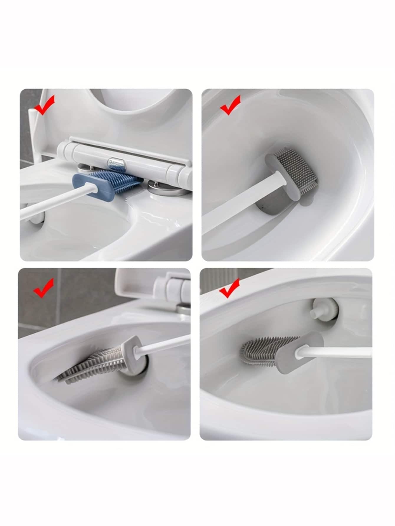 Random Delivery Silicone Toilet Brush Set & Wall Mounted Toilet Brush Holder