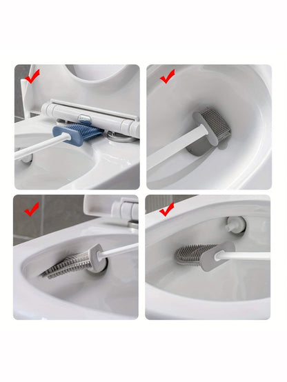 Random Delivery Silicone Toilet Brush Set & Wall Mounted Toilet Brush Holder