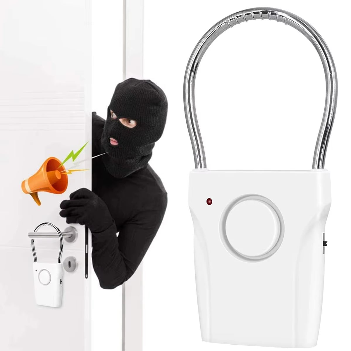 Door Handle Alarm 110Db Door Security Alarm with Adjustable Settings Alarm Equipment Battery Operated for Travel Hotel Security