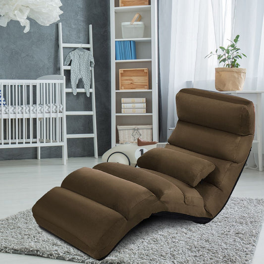 Fauteuil Relax Pliable Réglable Sur 5 Positions En Faux Daim Chaise De Sol Pour Salon Mobilier De Bureau Chambre Beige/Gris/Marron/Rouge