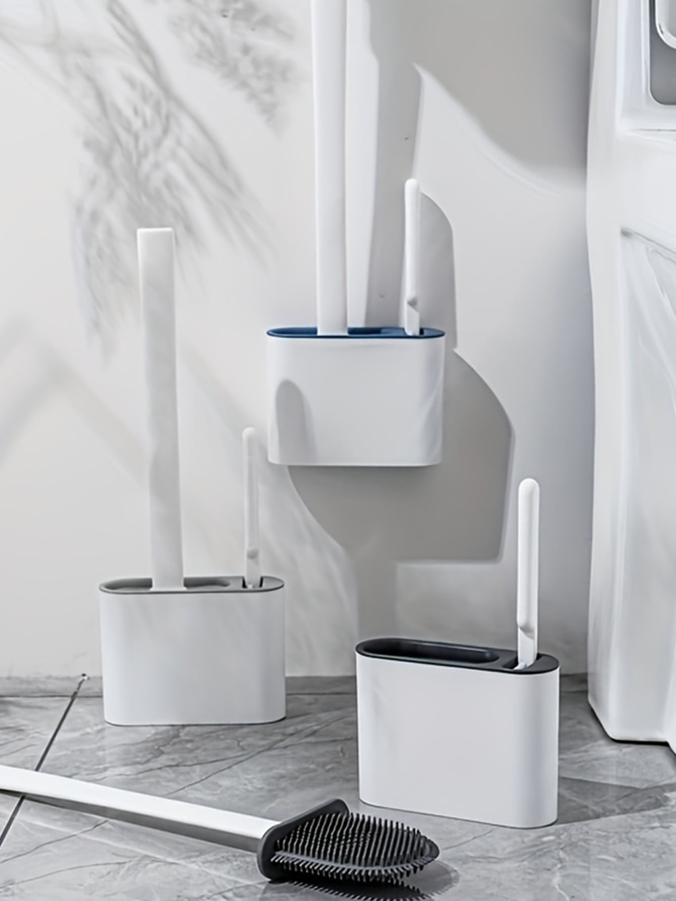 Random Delivery Silicone Toilet Brush Set & Wall Mounted Toilet Brush Holder