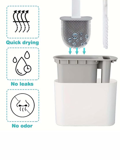 Random Delivery Silicone Toilet Brush Set & Wall Mounted Toilet Brush Holder