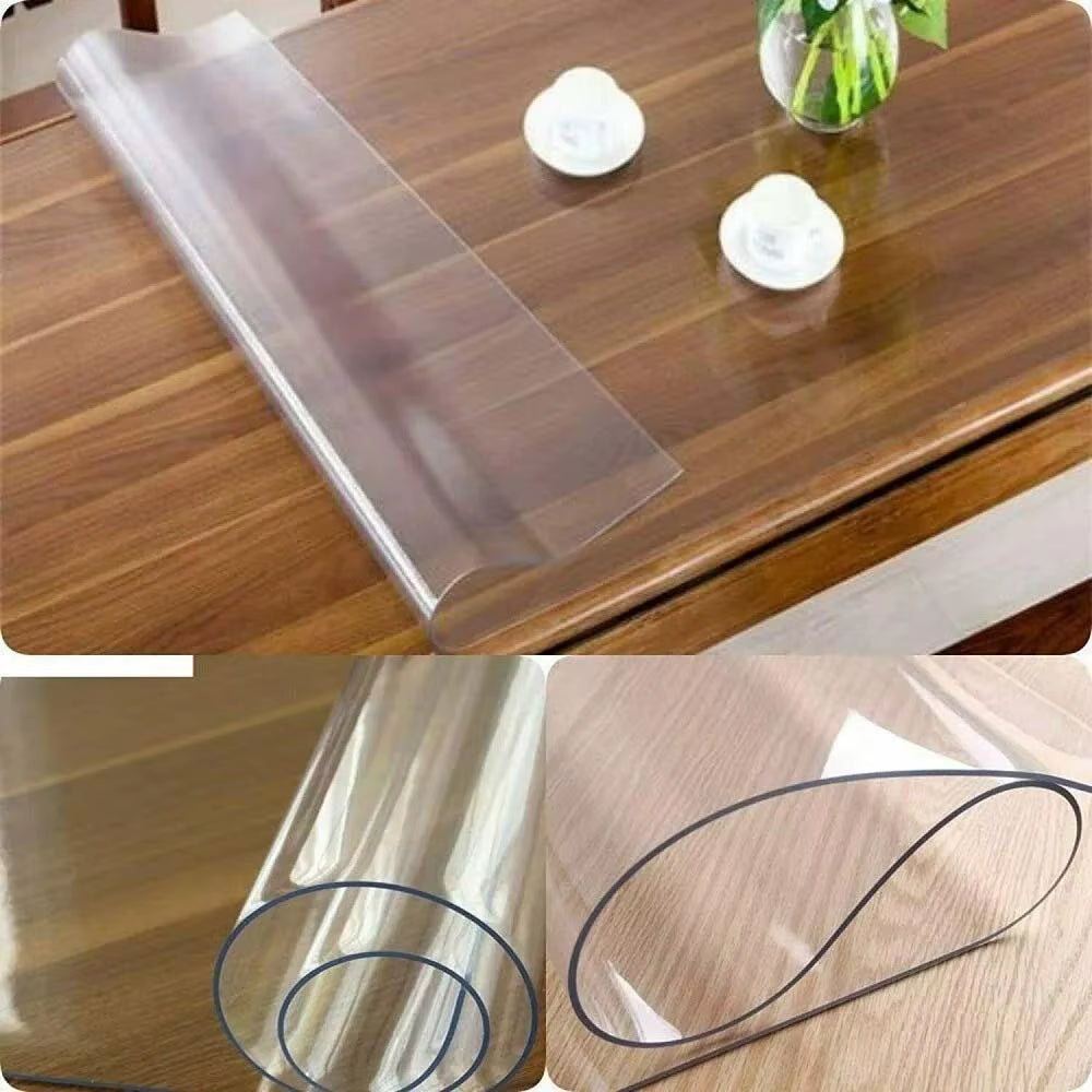 1Pcs Soft Glass Table Mat 2Mm PVC Transparent Tablecloth Waterproof Rectangular Table Cover Pad Kitchen Oil-Proof Table Mat