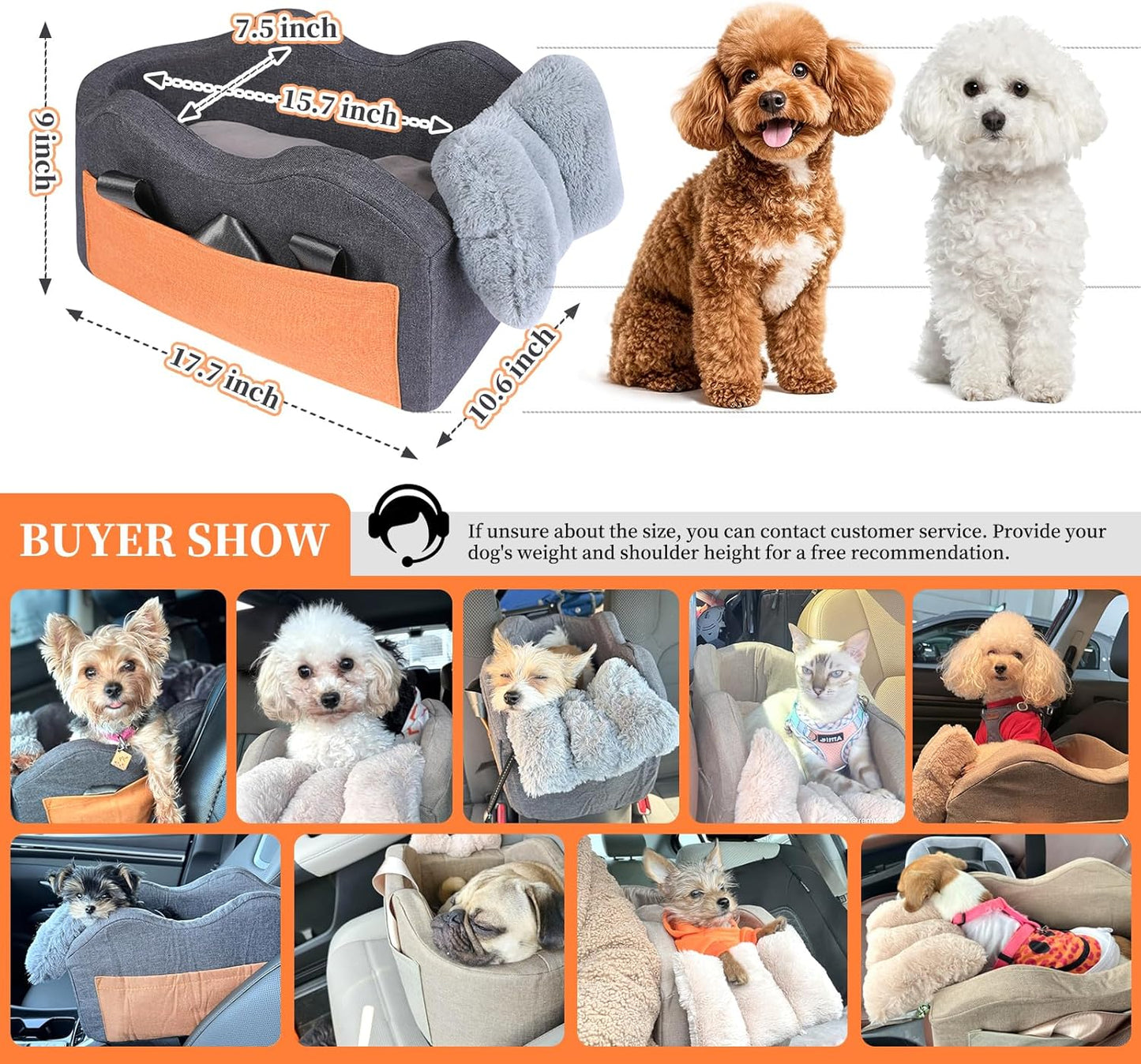 Dog Car Seat for Small Dog Center Console Seat Pet Booster Seat for Car Puppy Car Seat for Small Dogs(Dark Gray)