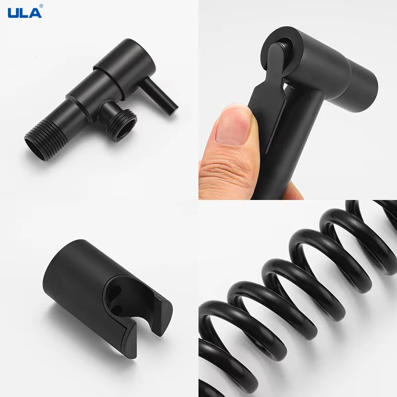 Stainless Steel Black Portable Bidet Sprayer Toilet Bidet Faucet Bathroom Shattaf Valve Jet Set Hygienic Shower for Ass