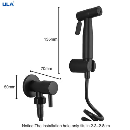 Stainless Steel Black Portable Bidet Sprayer Toilet Bidet Faucet Bathroom Shattaf Valve Jet Set Hygienic Shower for Ass