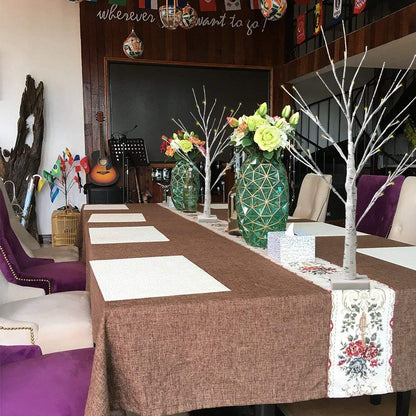 Set of 2 Small Birch Twig Tree Lights Photo Display Tree with 24 Warm White Leds Battery Operated Tabletop Decoration for Xmas Home Party Wedding (60Cm/2Ft)