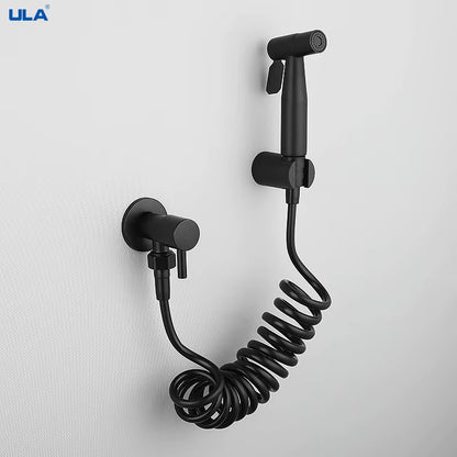 Stainless Steel Black Portable Bidet Sprayer Toilet Bidet Faucet Bathroom Shattaf Valve Jet Set Hygienic Shower for Ass