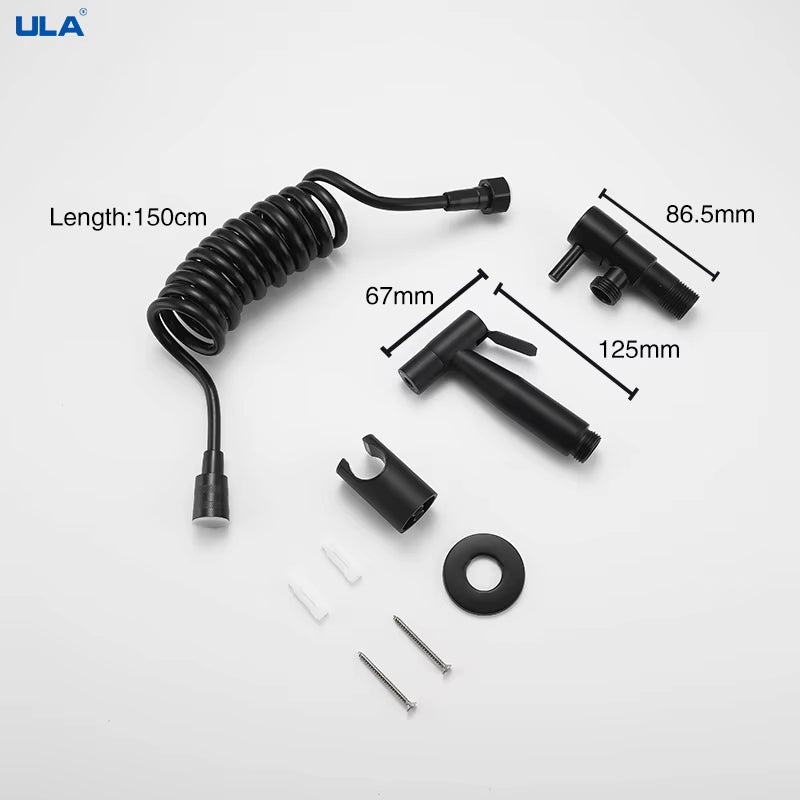 Stainless Steel Black Portable Bidet Sprayer Toilet Bidet Faucet Bathroom Shattaf Valve Jet Set Hygienic Shower for Ass