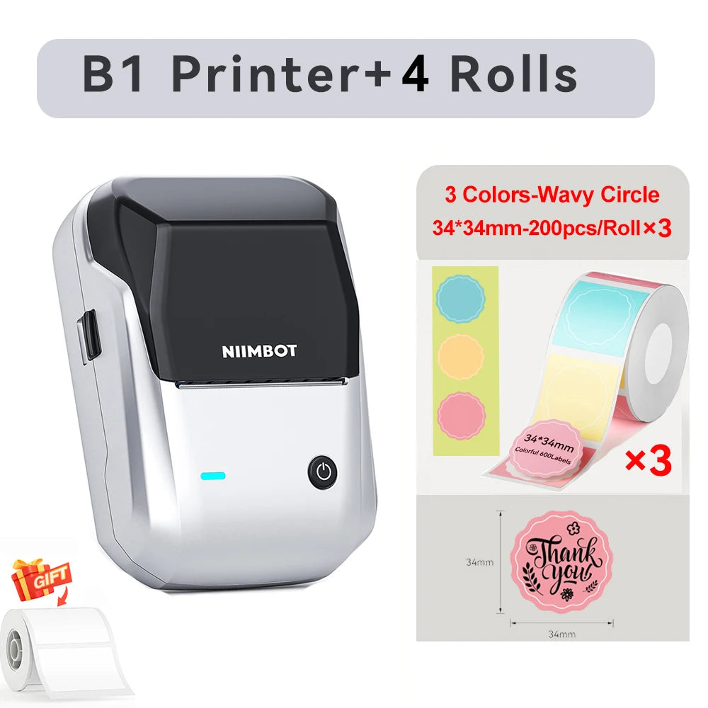 B1 Thermal Label Printer Wireless Self-Adhesive Pocket Bluetooth Inkless Label Maker for Business Price-Tag Sticker