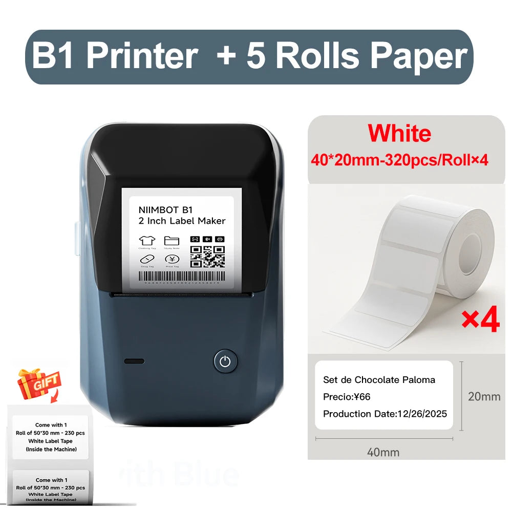 B1 Thermal Label Printer Wireless Self-Adhesive Pocket Bluetooth Inkless Label Maker for Business Price-Tag Sticker
