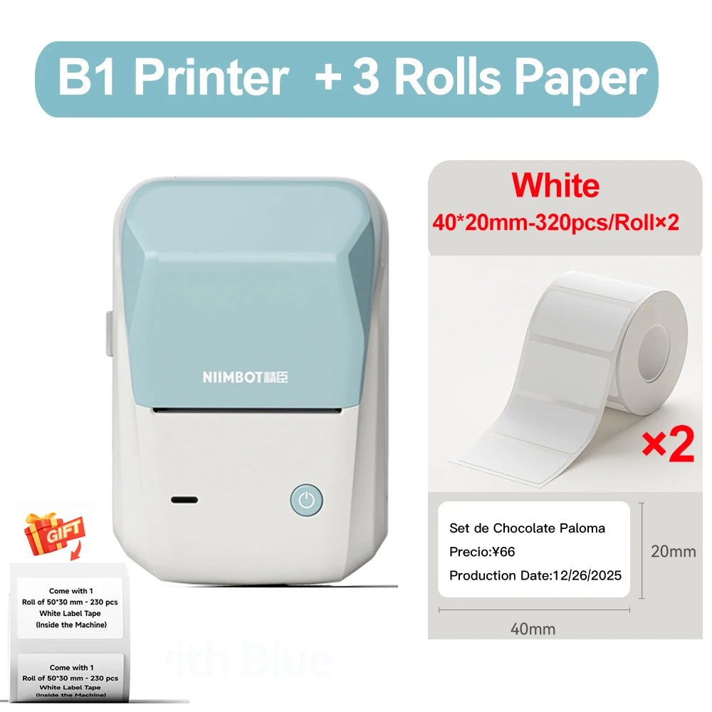 B1 Thermal Label Printer Wireless Self-Adhesive Pocket Bluetooth Inkless Label Maker for Business Price-Tag Sticker
