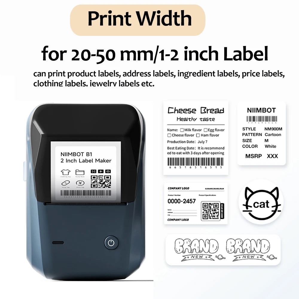 B1 Thermal Label Printer Wireless Self-Adhesive Pocket Bluetooth Inkless Label Maker for Business Price-Tag Sticker
