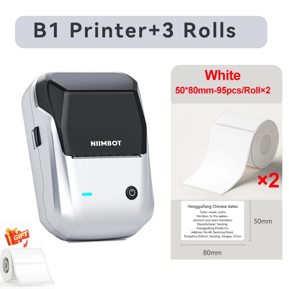 B1 Thermal Label Printer Wireless Self-Adhesive Pocket Bluetooth Inkless Label Maker for Business Price-Tag Sticker