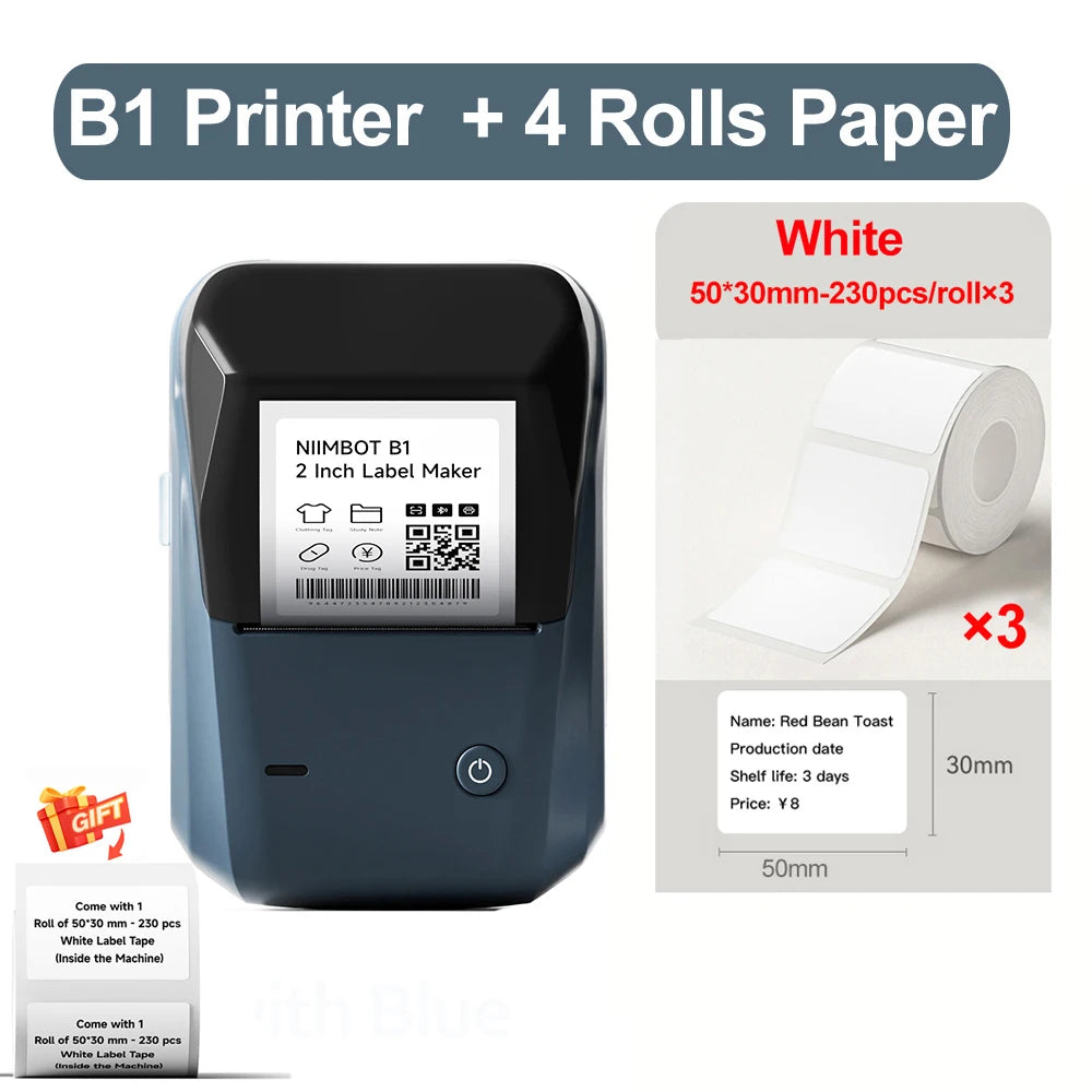 B1 Thermal Label Printer Wireless Self-Adhesive Pocket Bluetooth Inkless Label Maker for Business Price-Tag Sticker