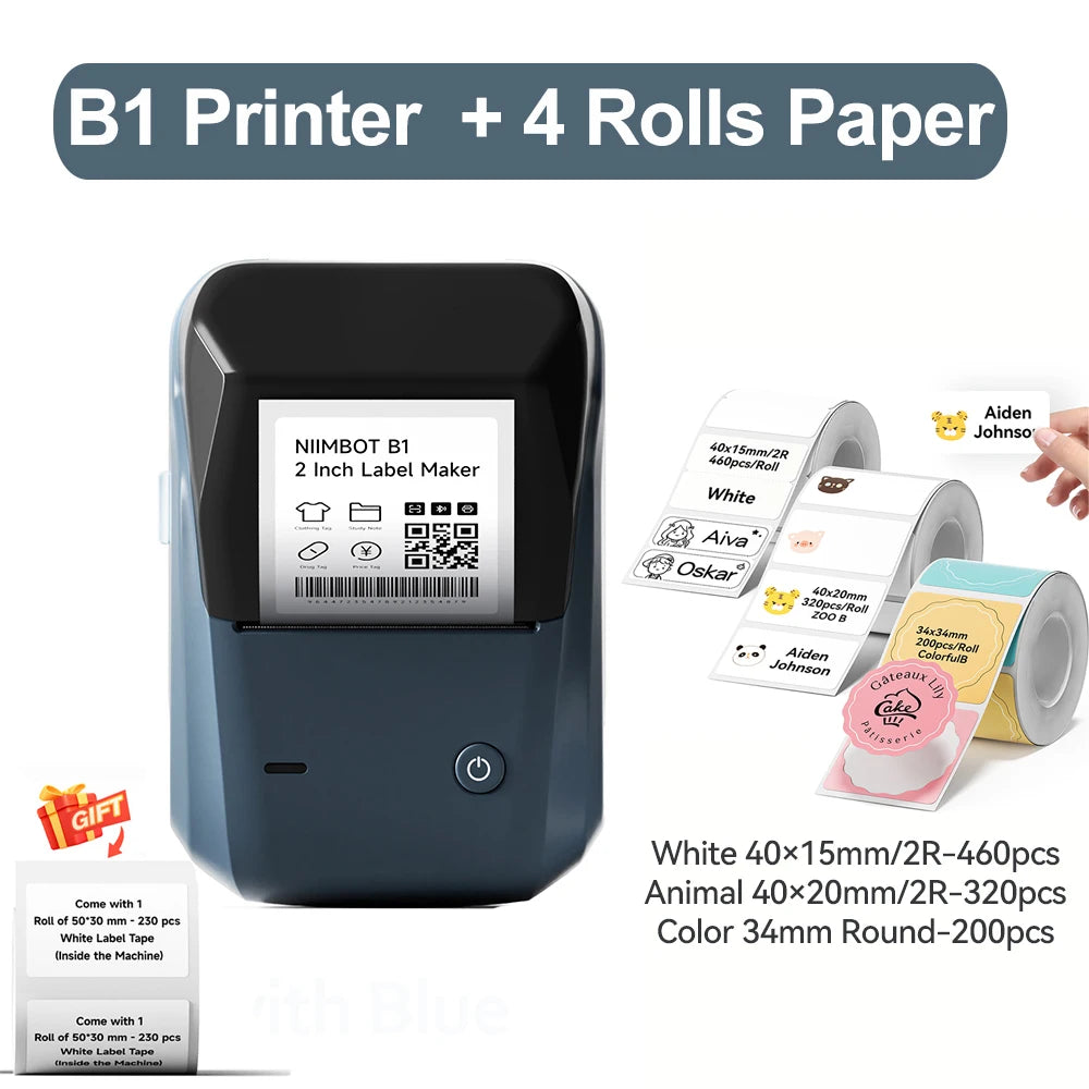B1 Thermal Label Printer Wireless Self-Adhesive Pocket Bluetooth Inkless Label Maker for Business Price-Tag Sticker