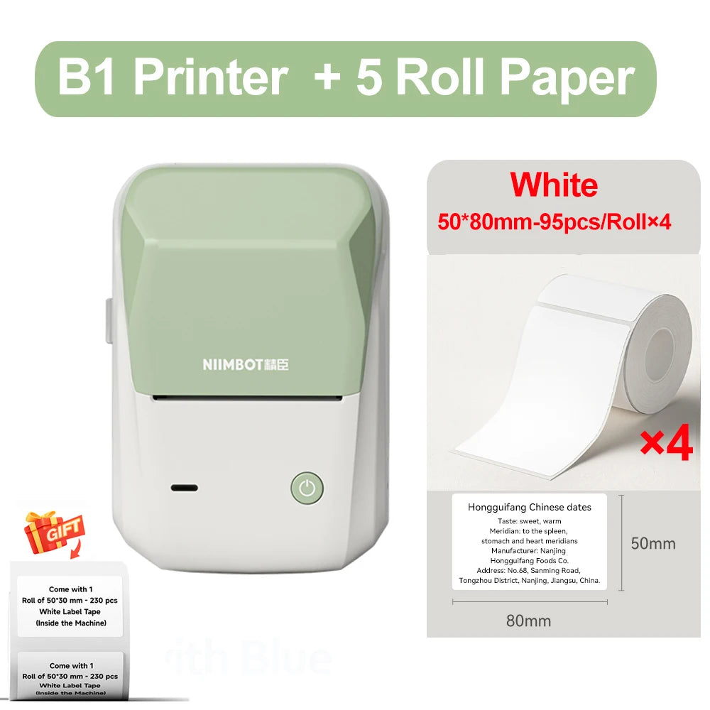 B1 Thermal Label Printer Wireless Self-Adhesive Pocket Bluetooth Inkless Label Maker for Business Price-Tag Sticker