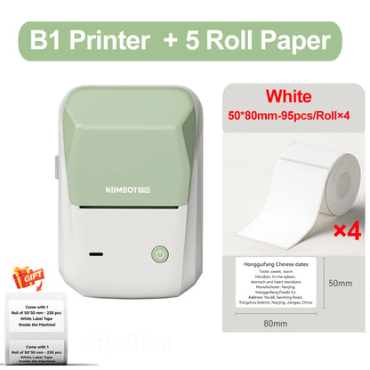 B1 Thermal Label Printer Wireless Self-Adhesive Pocket Bluetooth Inkless Label Maker for Business Price-Tag Sticker