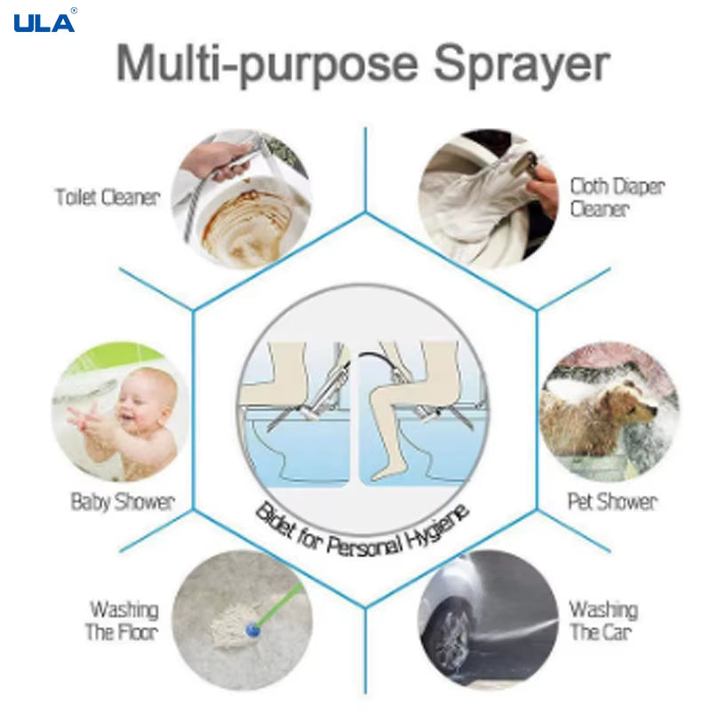 Stainless Steel Black Portable Bidet Sprayer Toilet Bidet Faucet Bathroom Shattaf Valve Jet Set Hygienic Shower for Ass