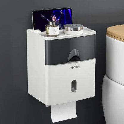 Waterproof Toilet Paper Holder, Wall Mount Shelf, Toilet Paper Tray, Roll Paper Towel Holder Case, Tube Storage Box