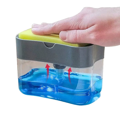 Kitchen Tools Portable Detergent Dispenser Set for Kitchen Dish Soap Box with Sponge Holder Hand Press Foam Soap Dispenser Pump