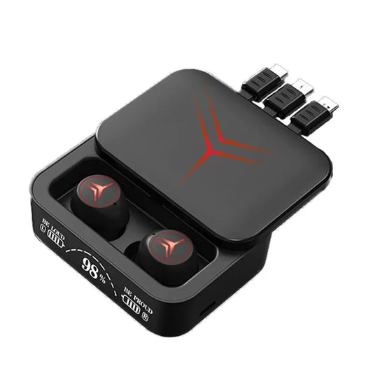 M88 TWS Wireless Bluetooth Headset with 3 Cable Charge Box LED Display Earbuds with Mic Wireless Headphones Bluetooth Earphones