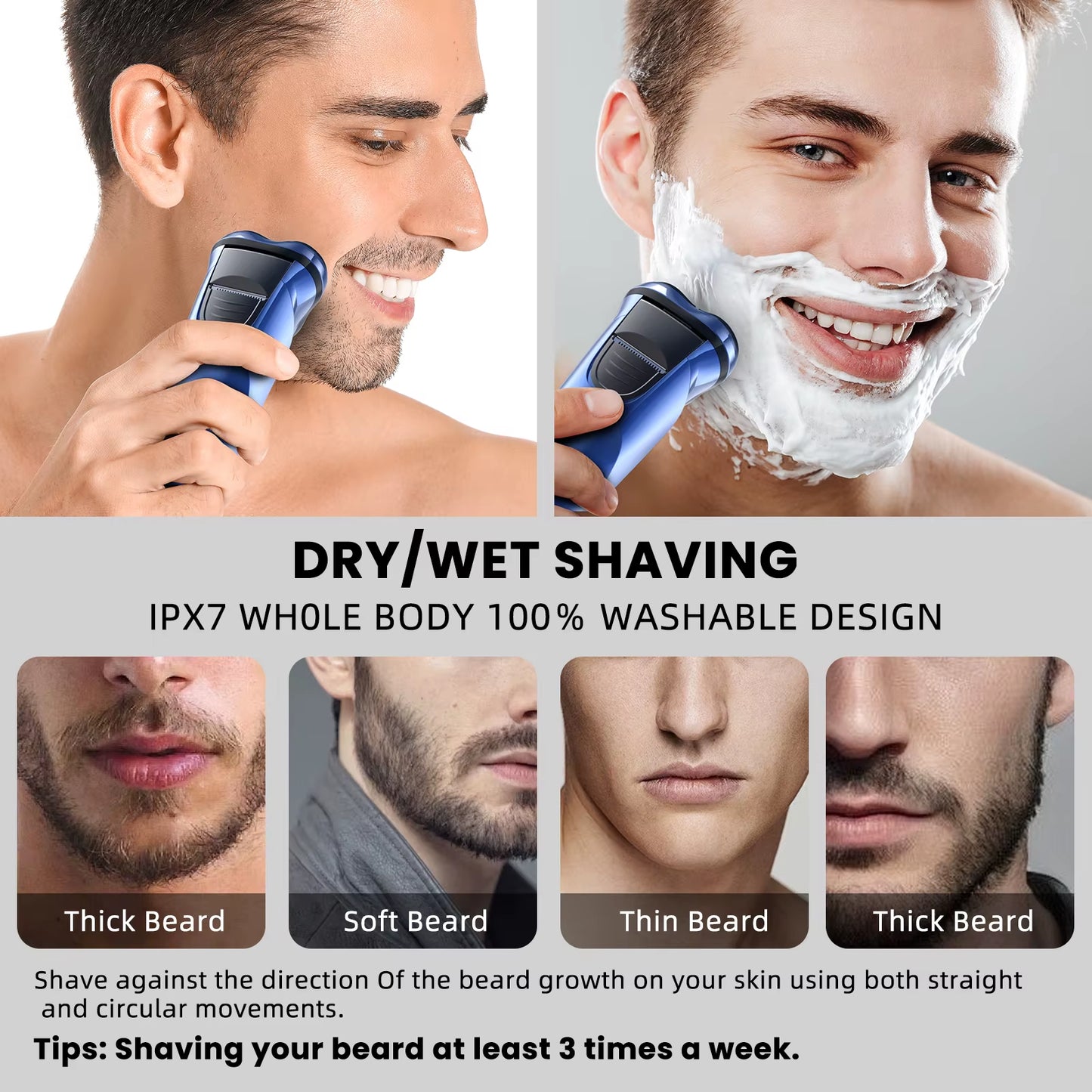 Electric Razor for Men Rechargeable Electric Shavers Rotary Portable Travel Razor Idea Gift Beard Trimmer