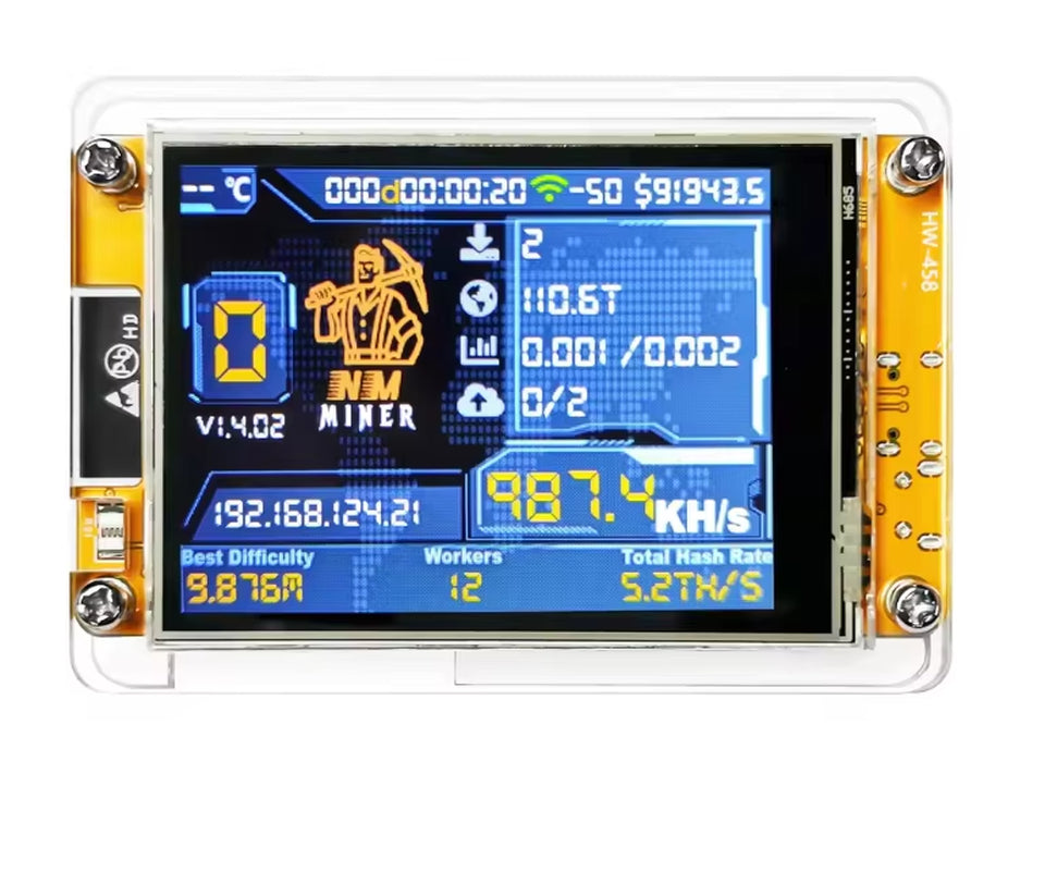Nmminer Nerdminer V2 Hashrate 1000Kh/S Lucky Miner ESP32 2.8 Inch Smart Display Crypto Solo Lottery Bitcoin ESP32-2432S028R