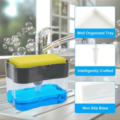 Kitchen Tools Portable Detergent Dispenser Set for Kitchen Dish Soap Box with Sponge Holder Hand Press Foam Soap Dispenser Pump