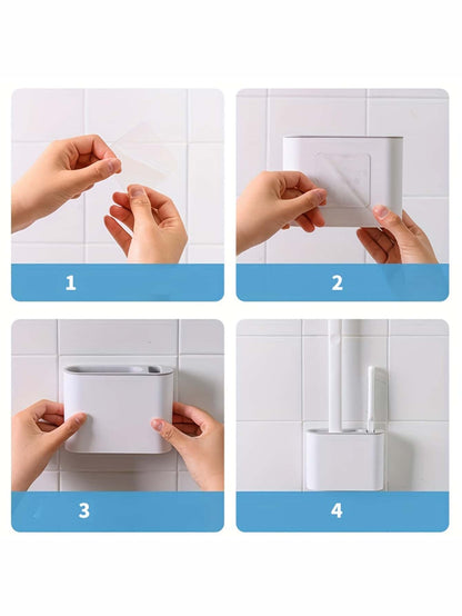 Random Delivery Silicone Toilet Brush Set & Wall Mounted Toilet Brush Holder