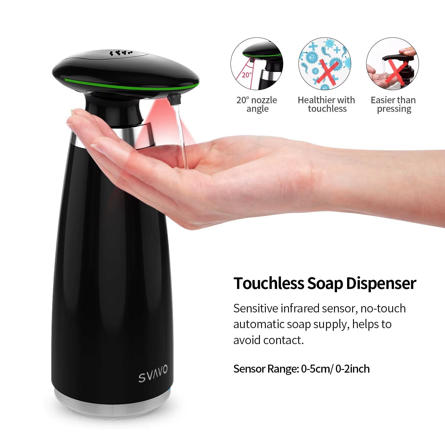 Automatic Soap Dispenser Touchless, 350Ml Battery Operated with Adjustable Soap Volume Infrared Sensor for Home Kitchen
